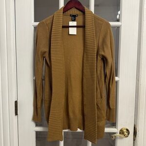 H&M Women’s Tan Knit Long Open Front Cardigan Sweater Size M NEW